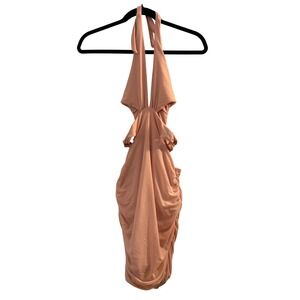 Oh Polly Halter Mini Dress Pink US 6 Cutout Ruched Bodycon  Clubwear Night Out